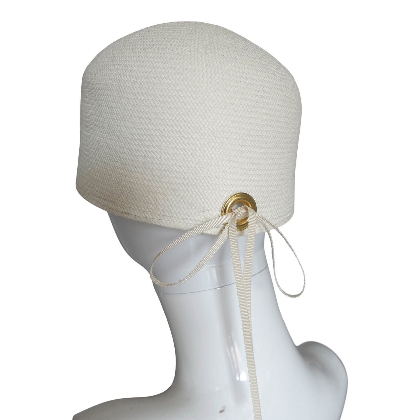 Upcycled panama cap with gold silk visor