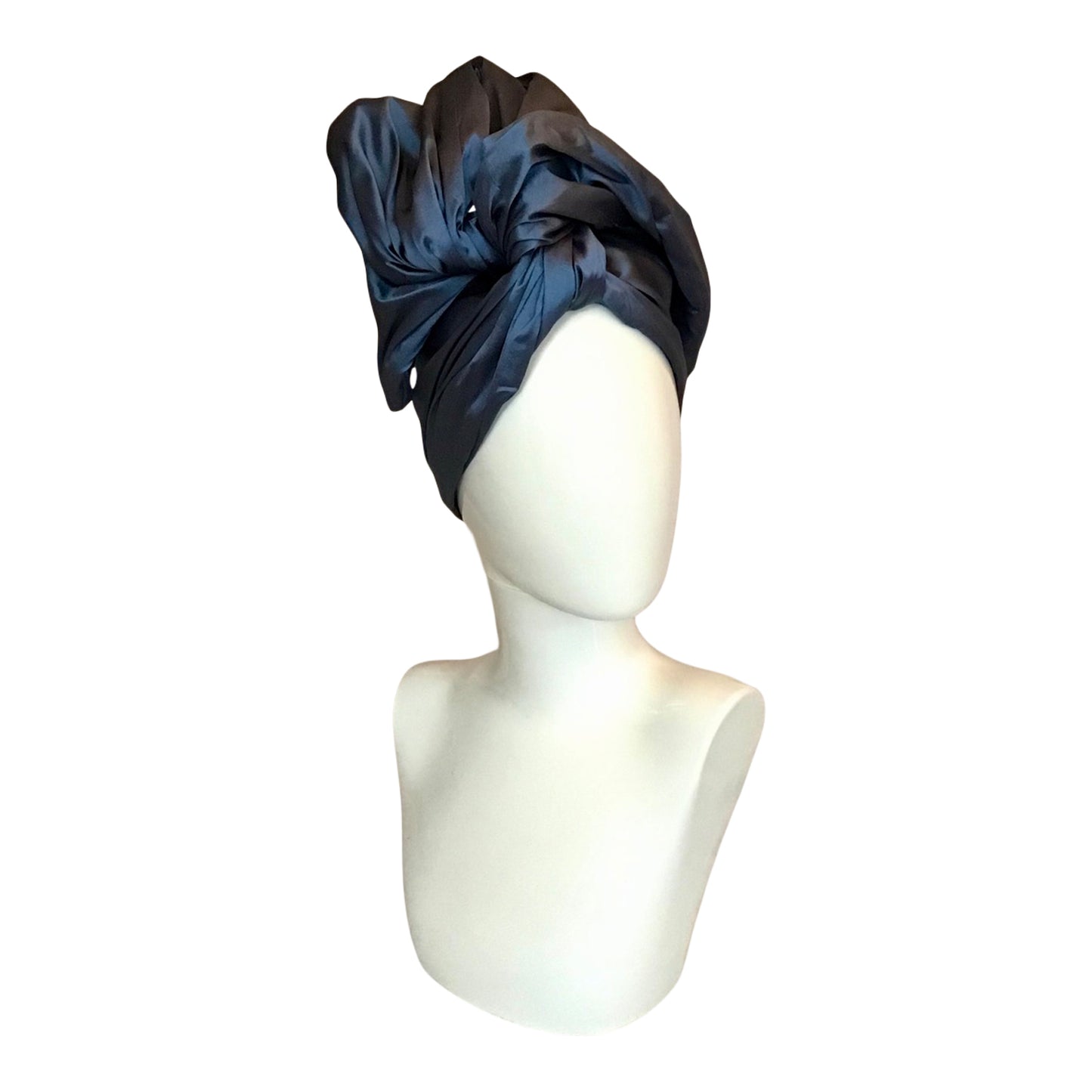 Silk Shantung Twisturban in silver/ blue #111