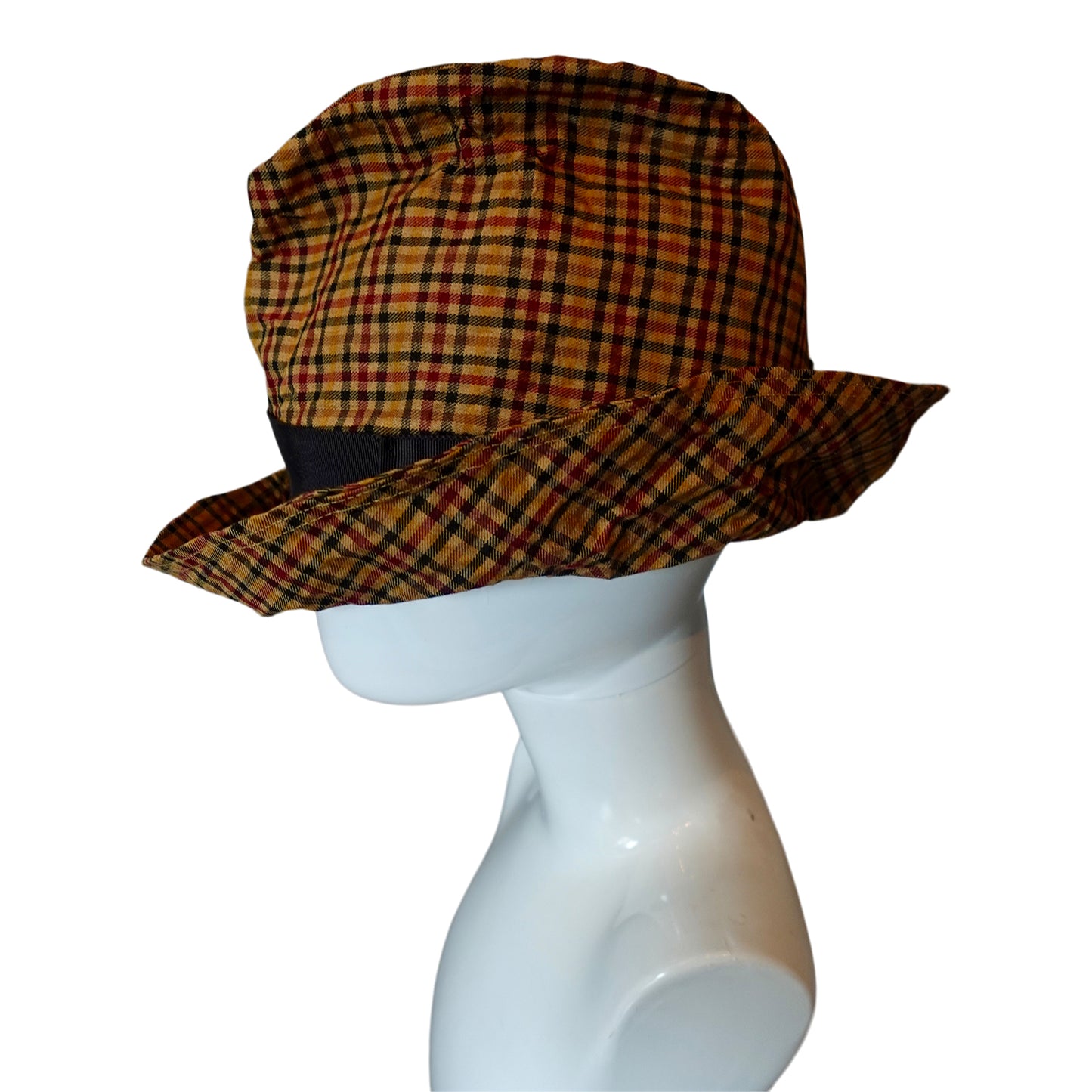 Morphy Moldable Plaid  Deep Cuff Trilby Fedora Mustard