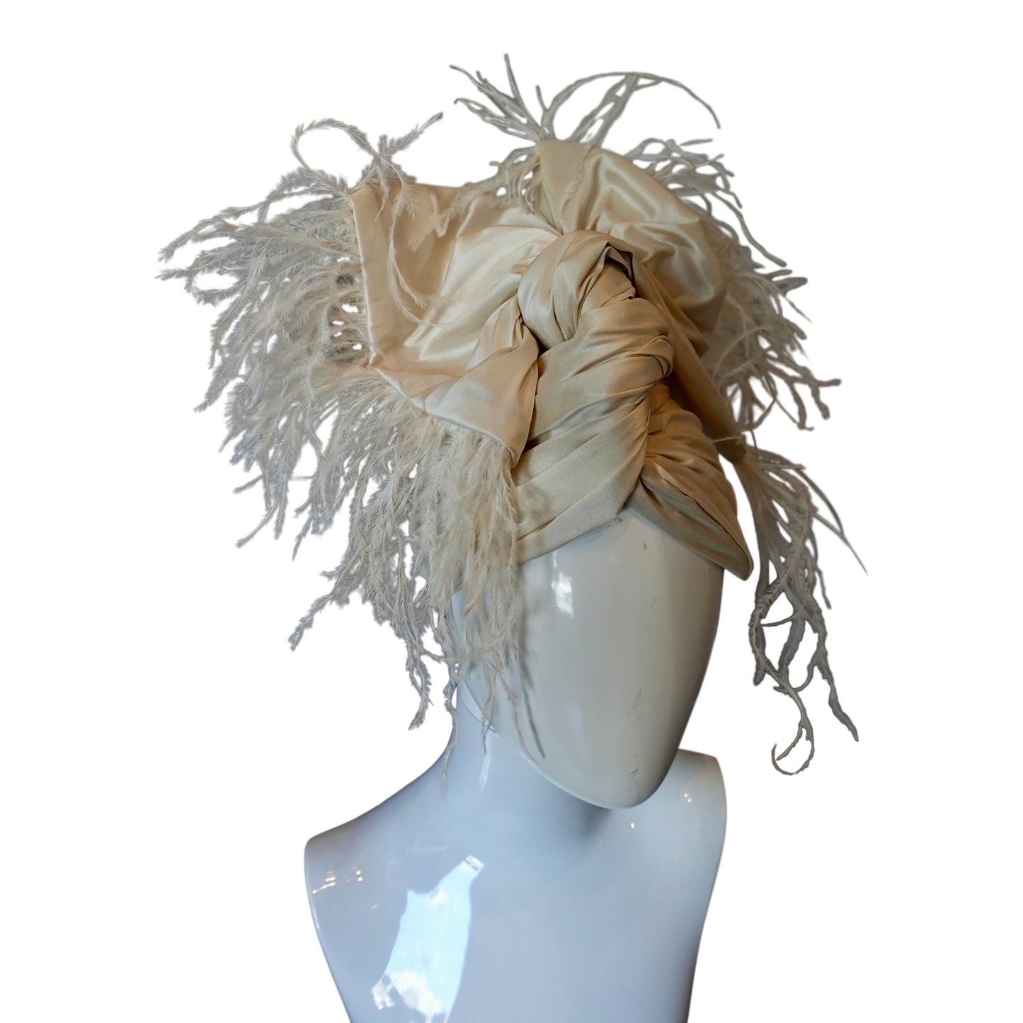 Silk and Marabou Twisturban Off White