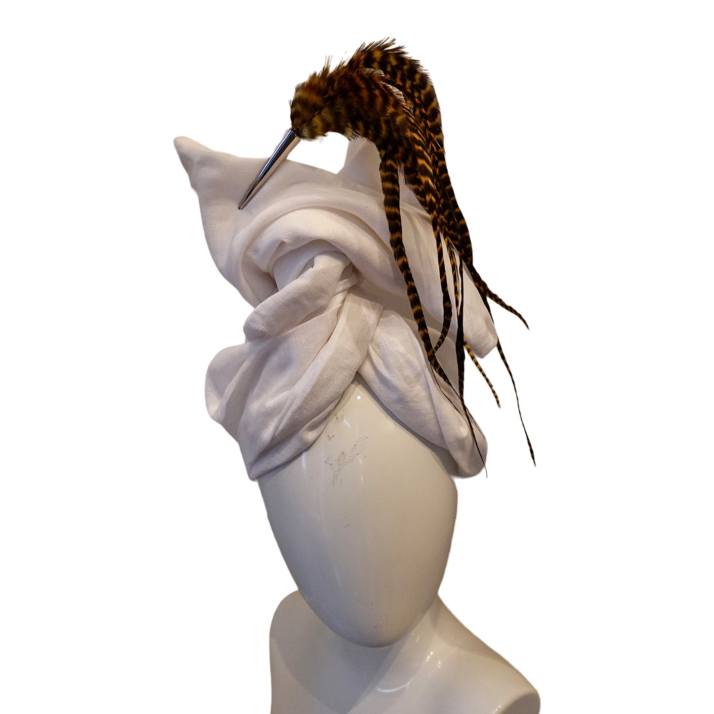 Feather clip in Rust and Black on silver, medium sized