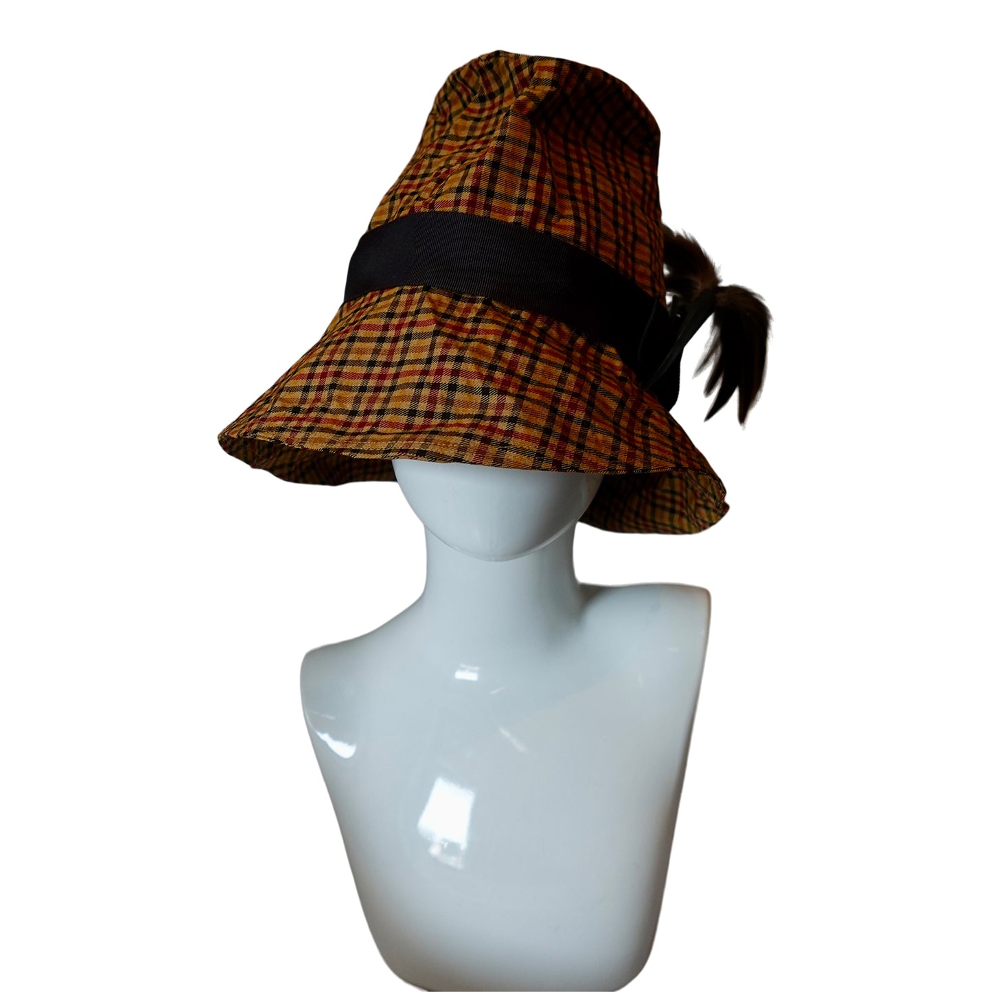 Morphy Moldable Plaid  Deep Cuff Trilby Fedora Mustard