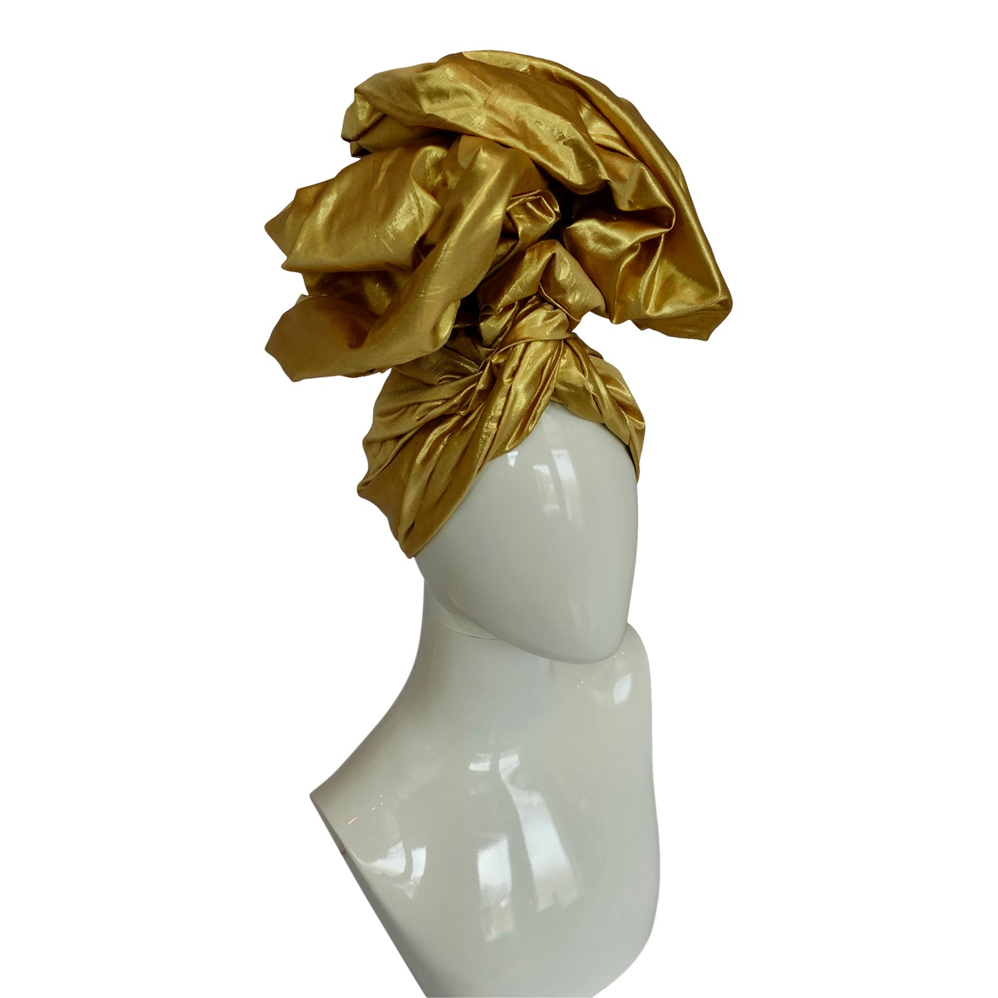XL Metallic Gold silk shantung crescent Twisturban®