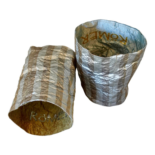 Morphy Metallic Gold & Silver Stripe Wrist Cuff set of 2