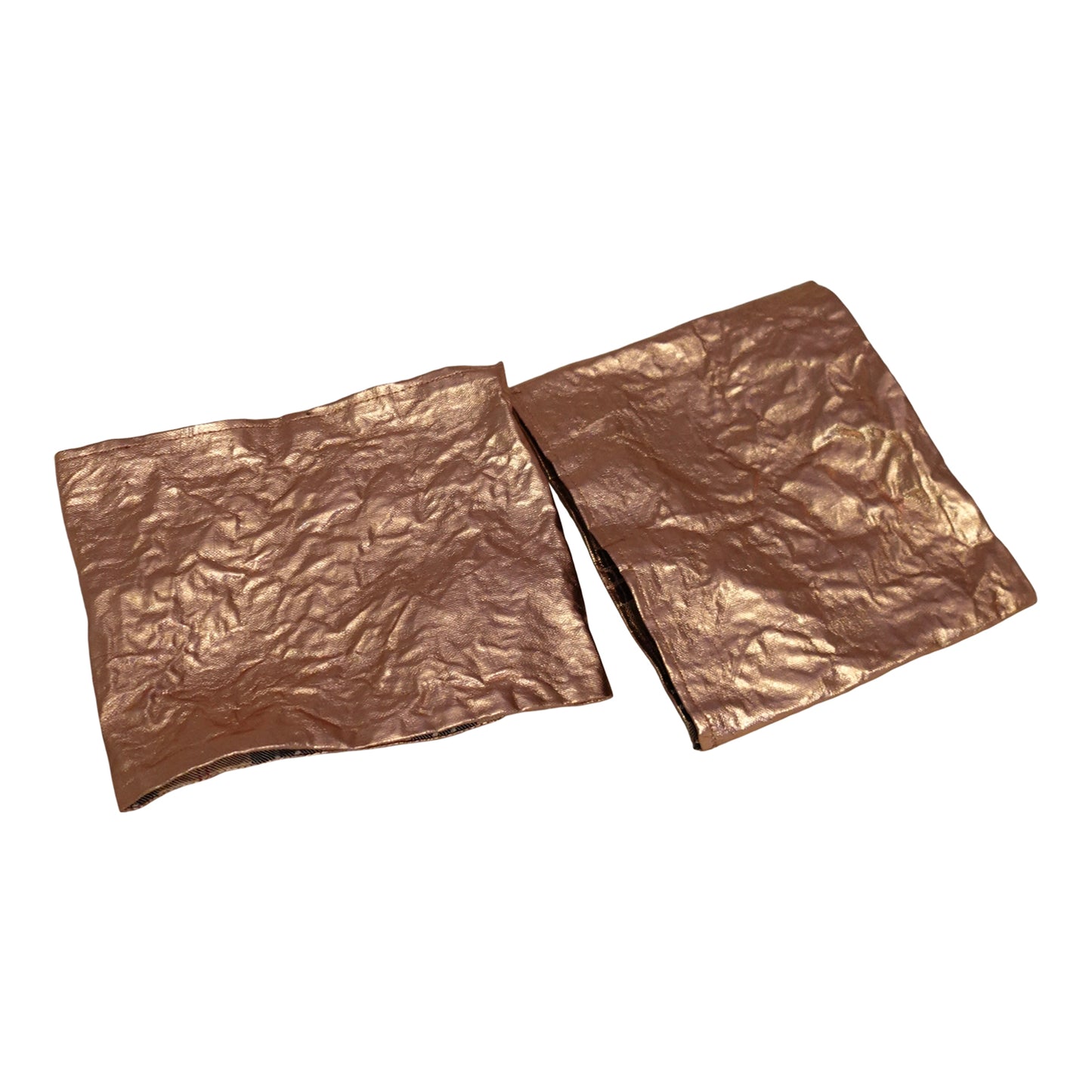 Morphy Metallic Copper Linen  & Plaid  Silk Wrist Cuff set of 2