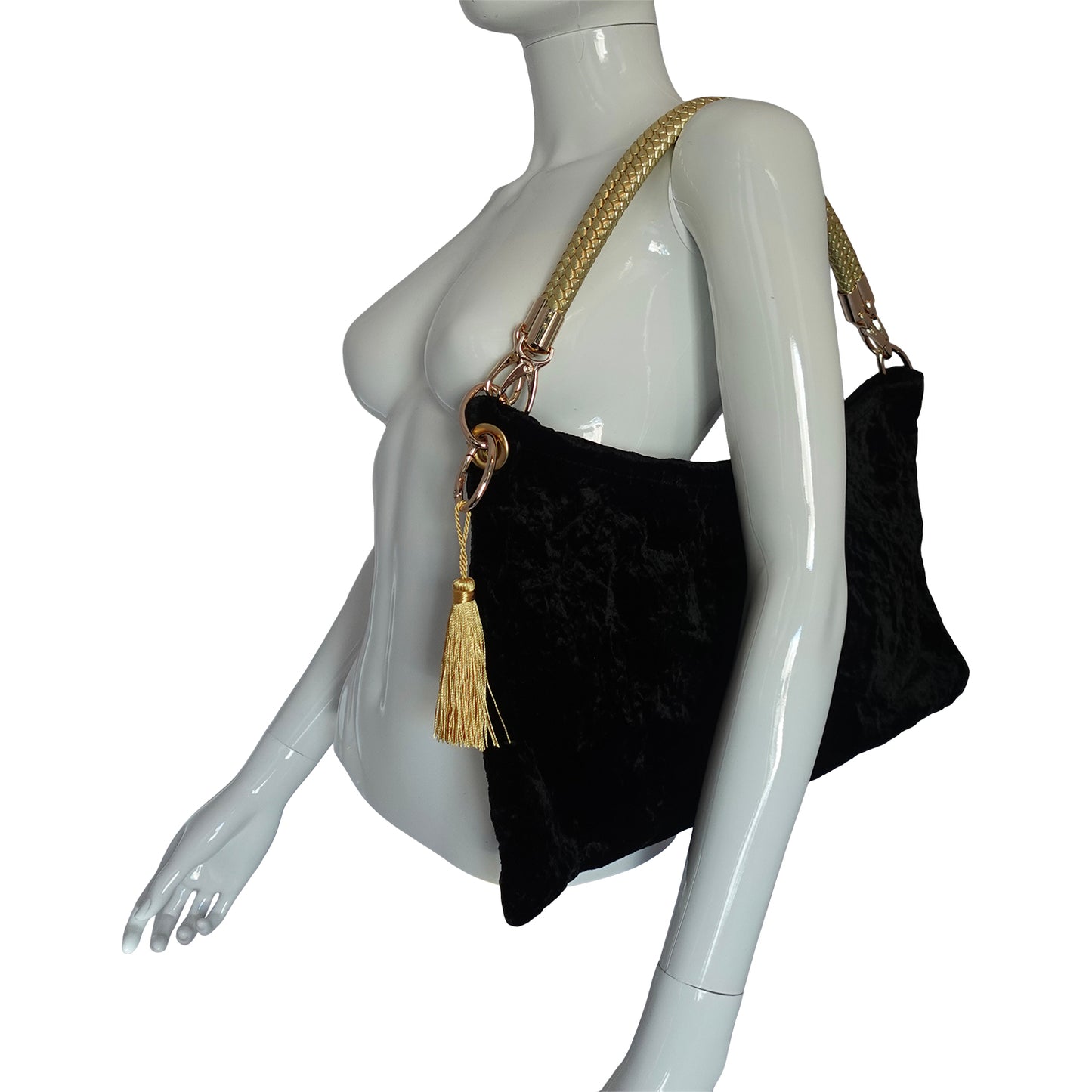 Morphy Velvet "Scoop" Bag With  Multi Convertible Handles & Silk Lining