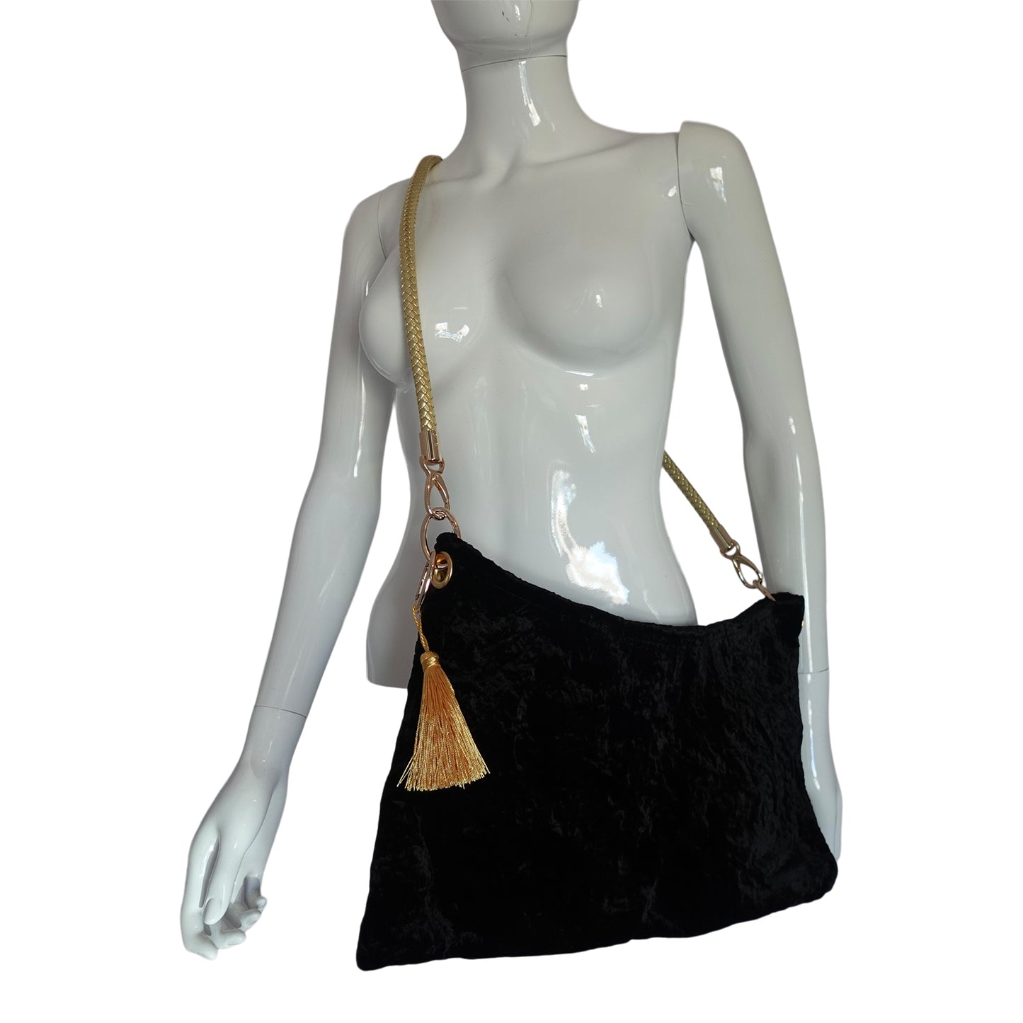Morphy Velvet "Scoop" Bag With  Multi Convertible Handles & Silk Lining