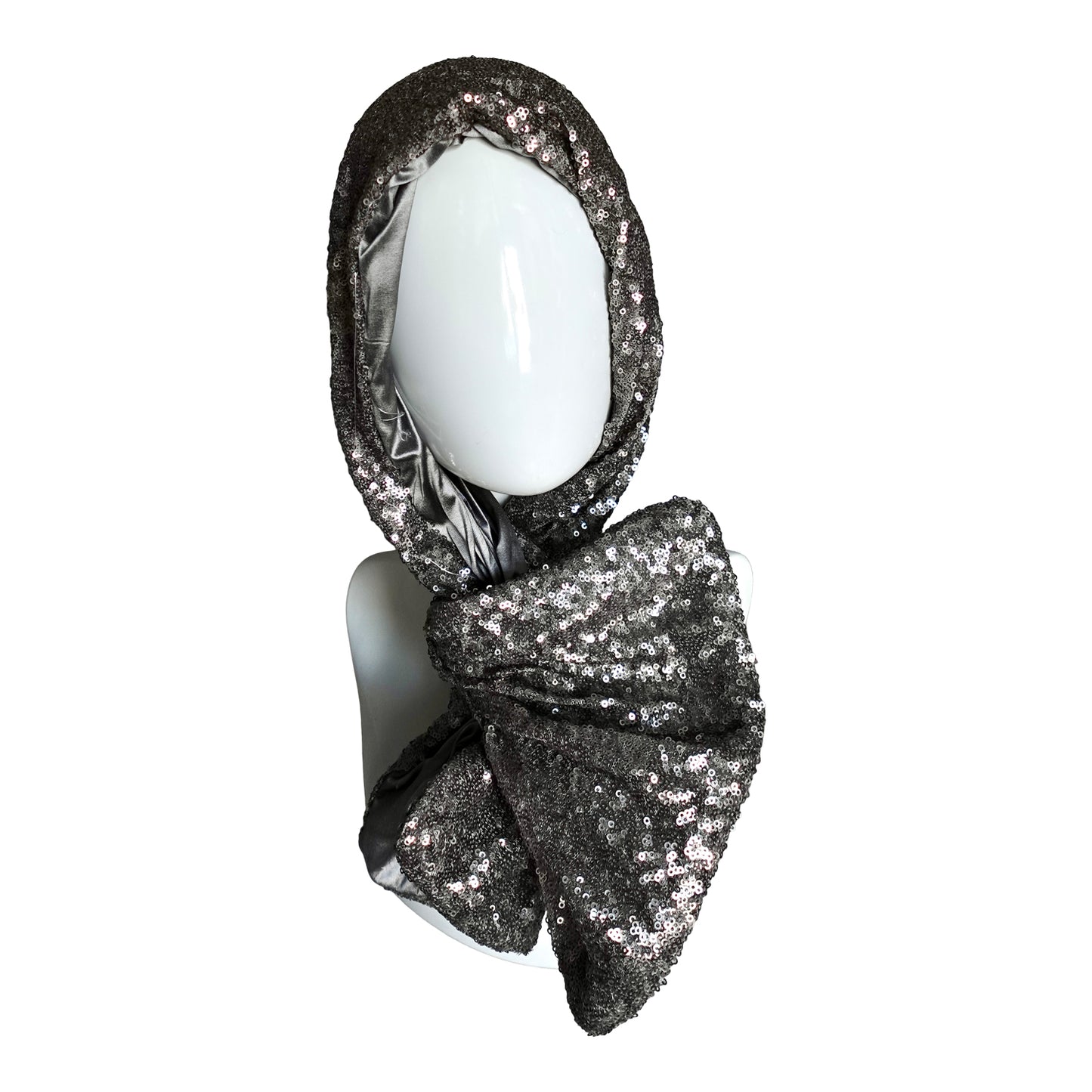 Sequin and shantung silk in Metal