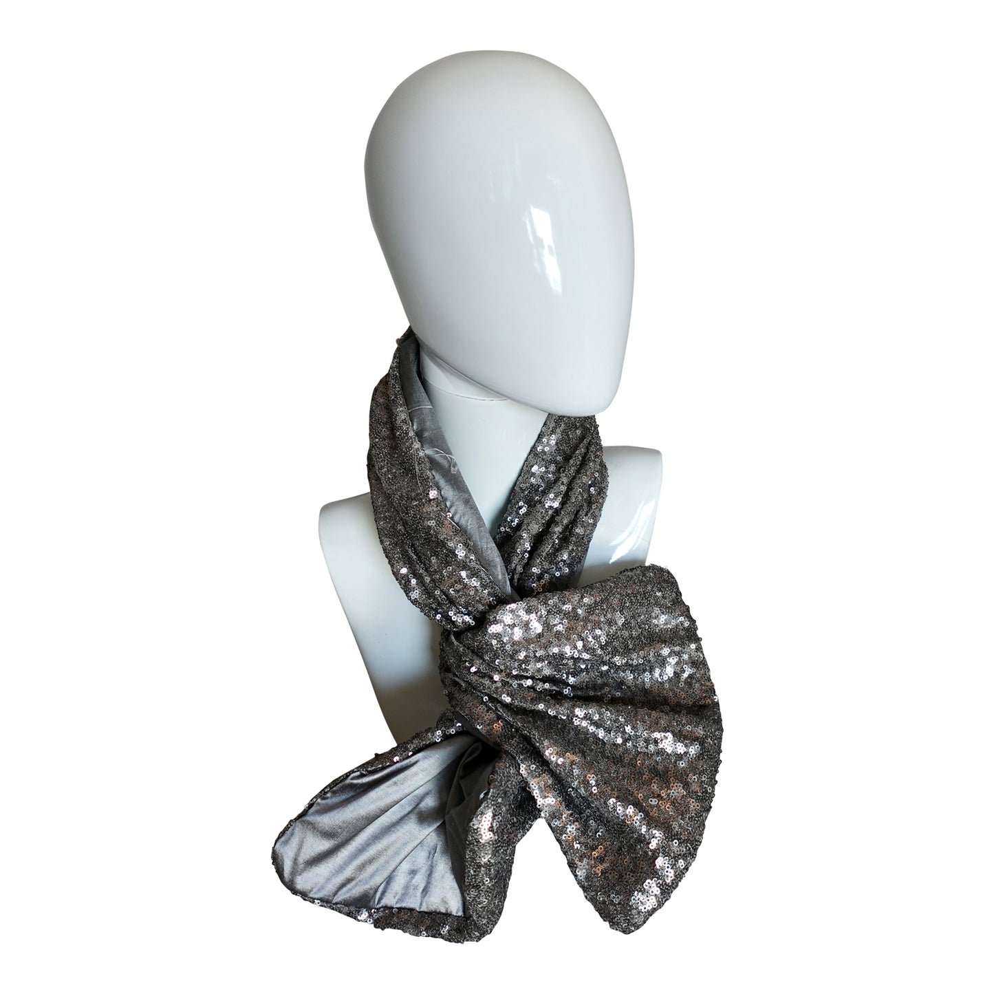 Sequin and shantung silk in Metal