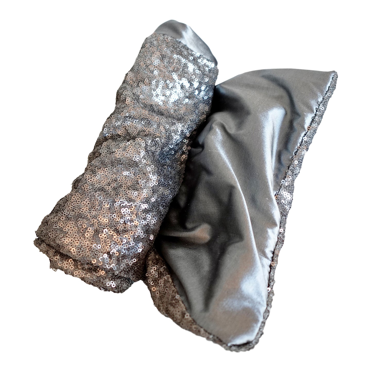 Sequin and shantung silk in Metal