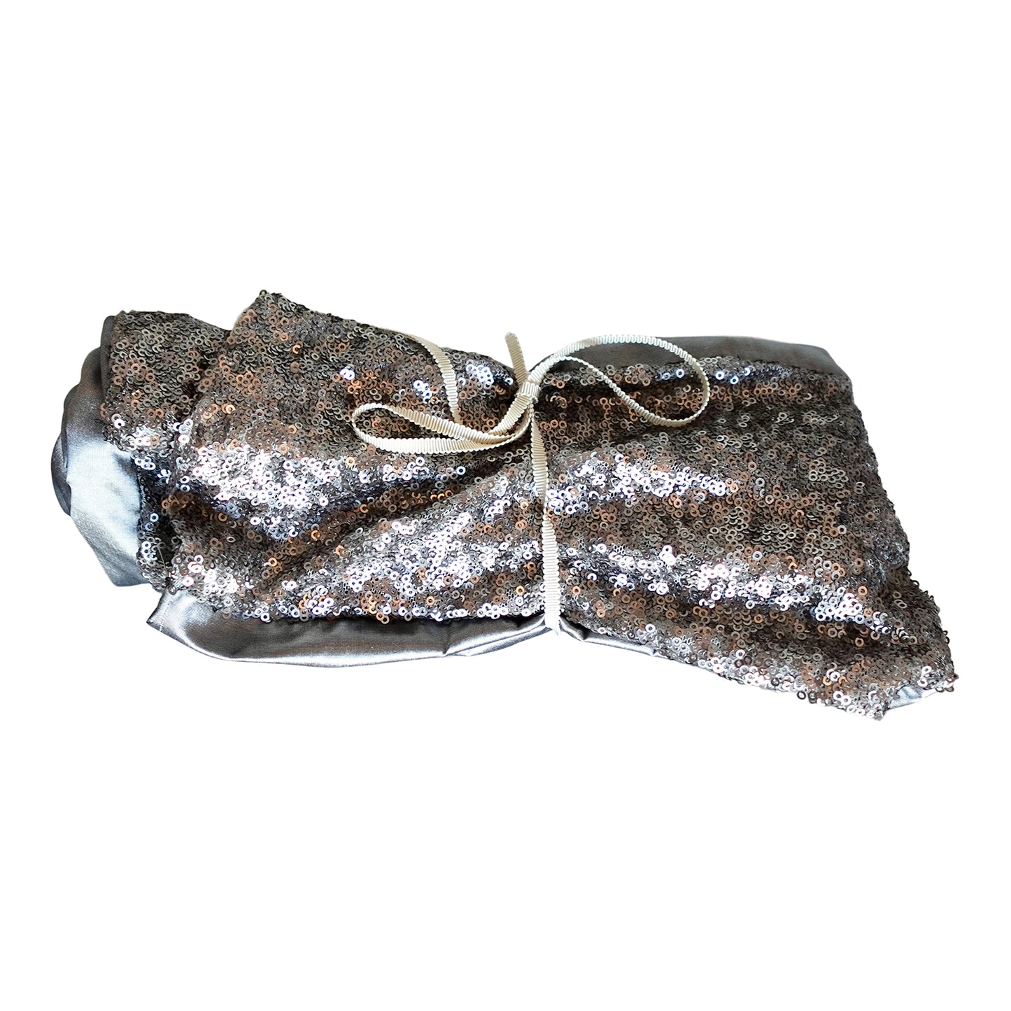 Sequin and shantung silk in Metal