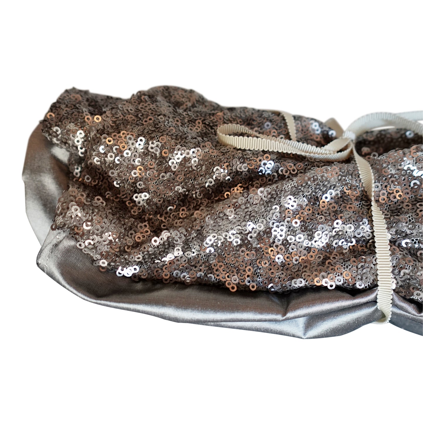 Sequin and shantung silk in Metal