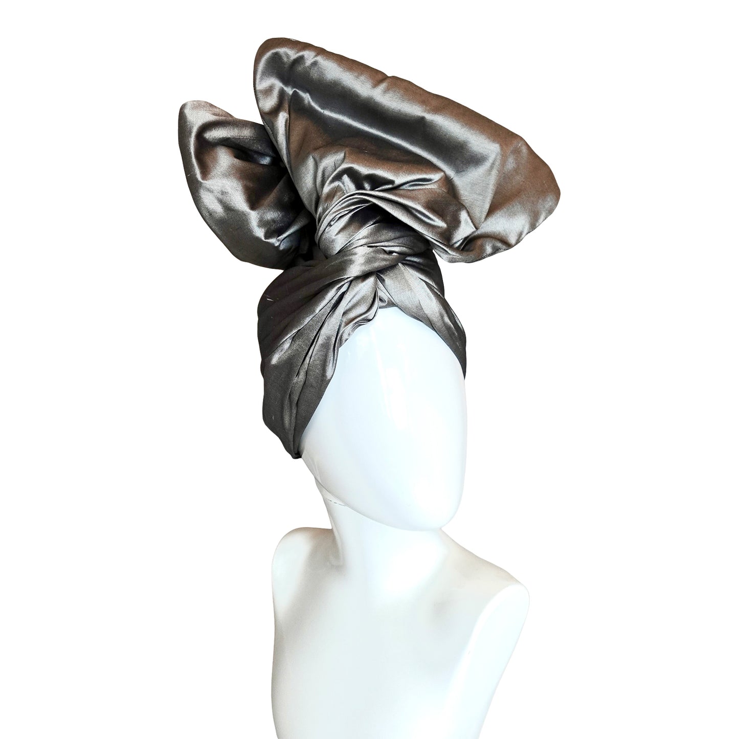 Silk Shantung Twisturban in silver  #106