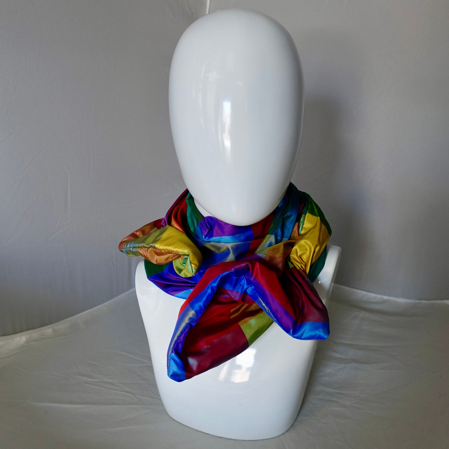 Silk Shantung Twisturban in brightcolor block silk taffeta