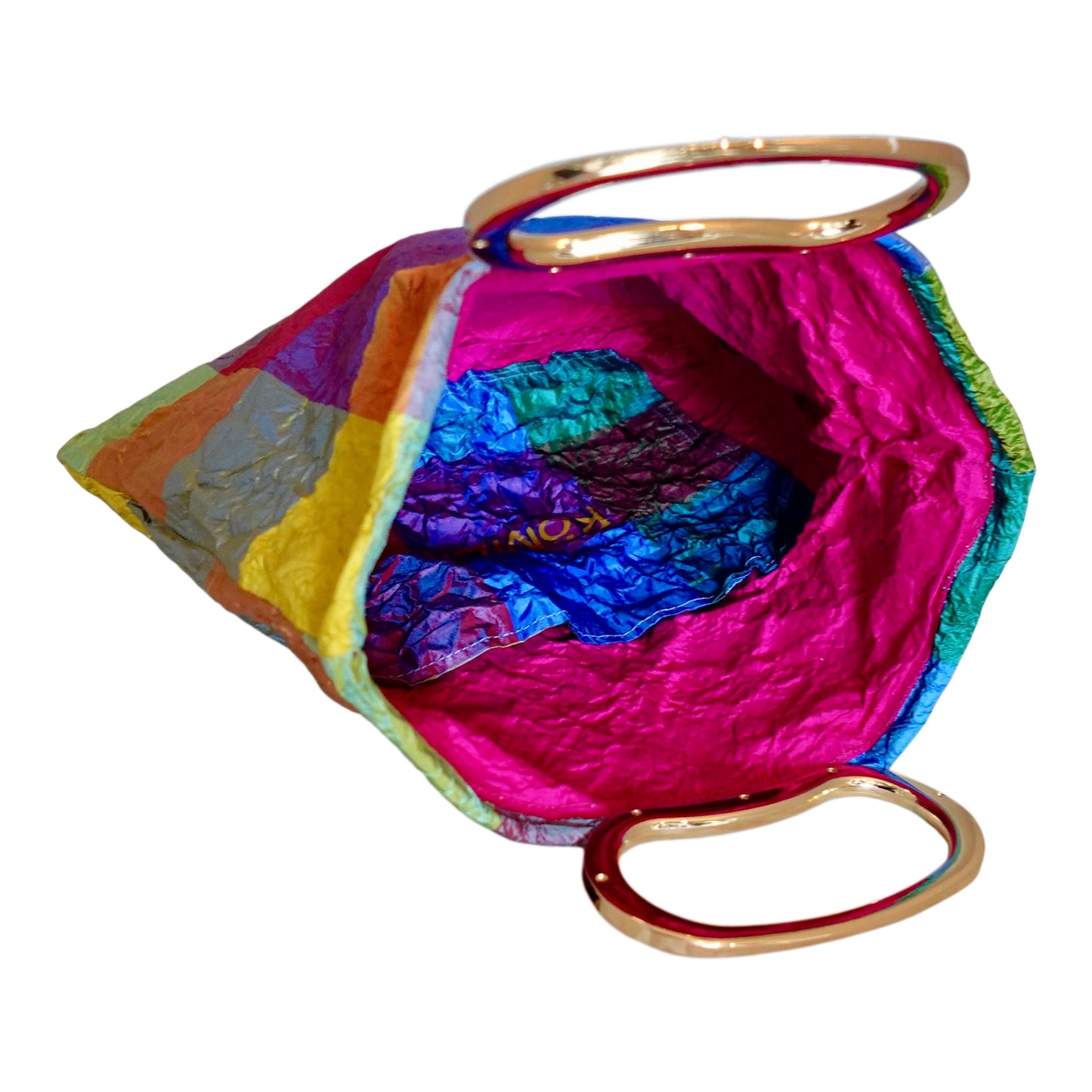 Morphy Color Block Silk Taffeta Gold Handle Bag