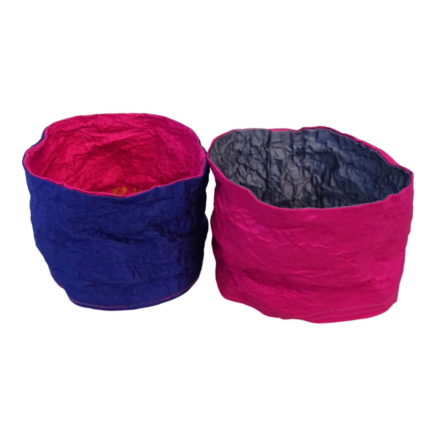 Morphy Metallic Hot Pink & Bright Blue silk wrist cuff set of 2
