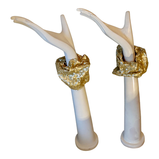 Morphy Metallic Sequin Gold Silk Wrist Cuff Set of 2