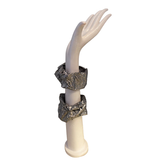 Morphy Metallic silver silk wrist cuff set of 2