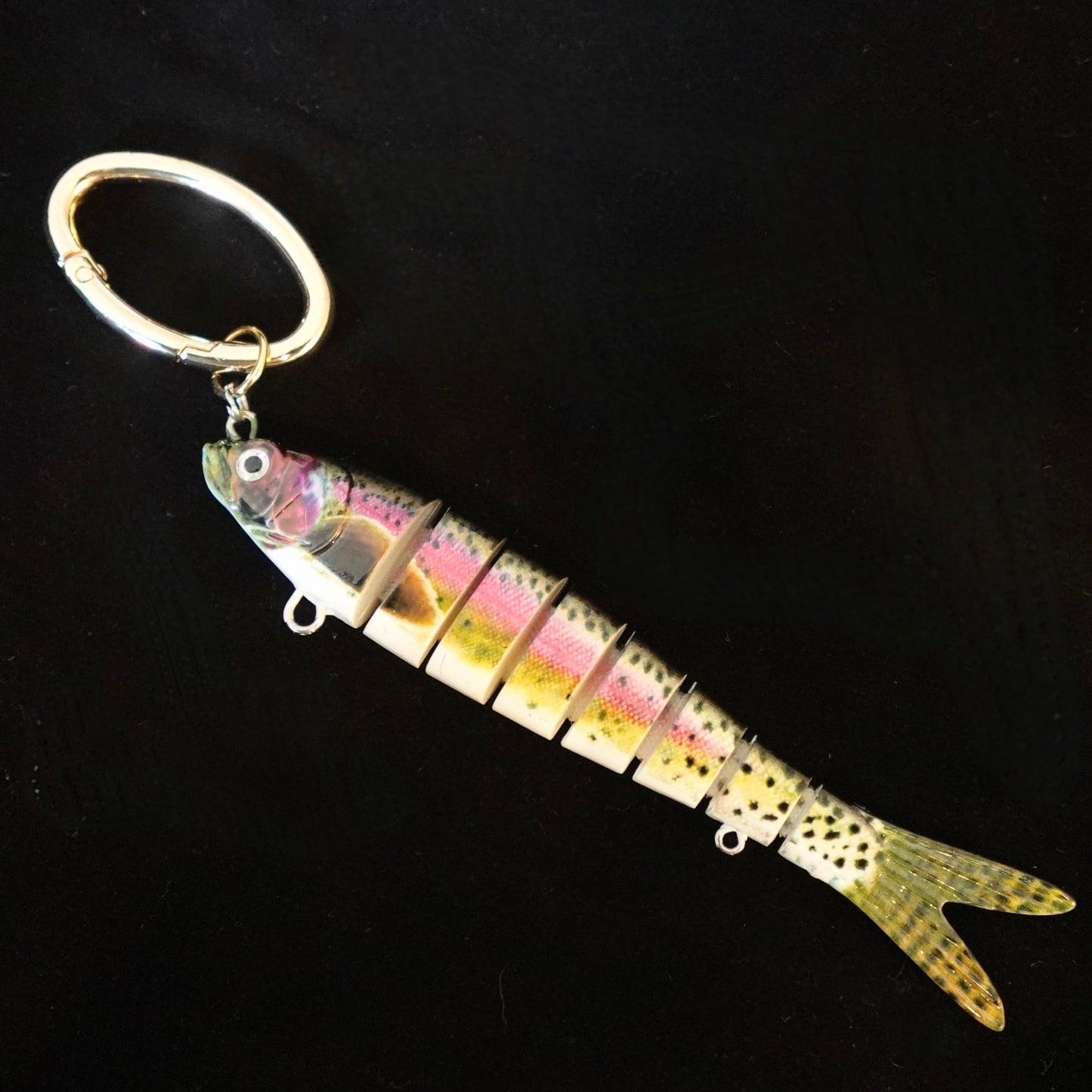 Handbag / Totebag fish charm - Rainbow Trout on gold right