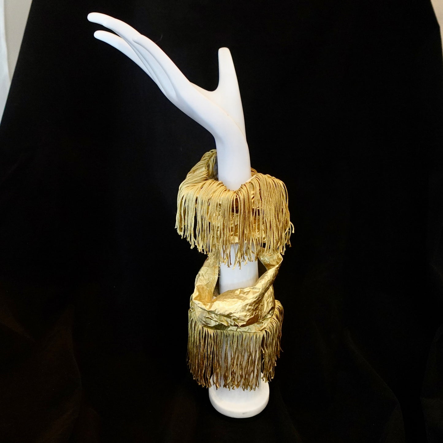 Morphy Metallic Gold Silk & Fringe Wrist Cuff set of 2
