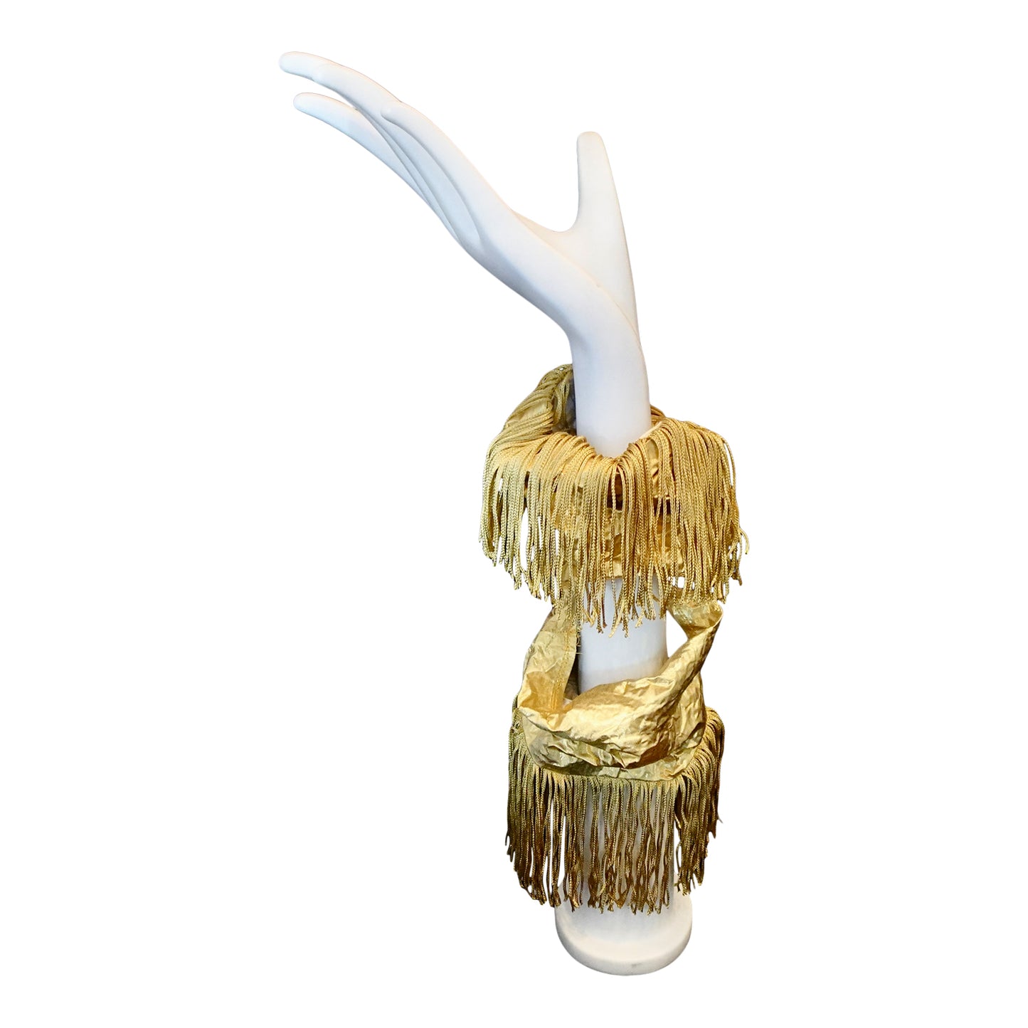 Morphy Metallic Gold Silk & Fringe Wrist Cuff set of 2