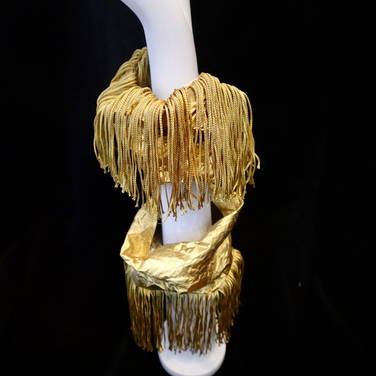 Morphy Metallic Gold Silk & Fringe Wrist Cuff set of 2