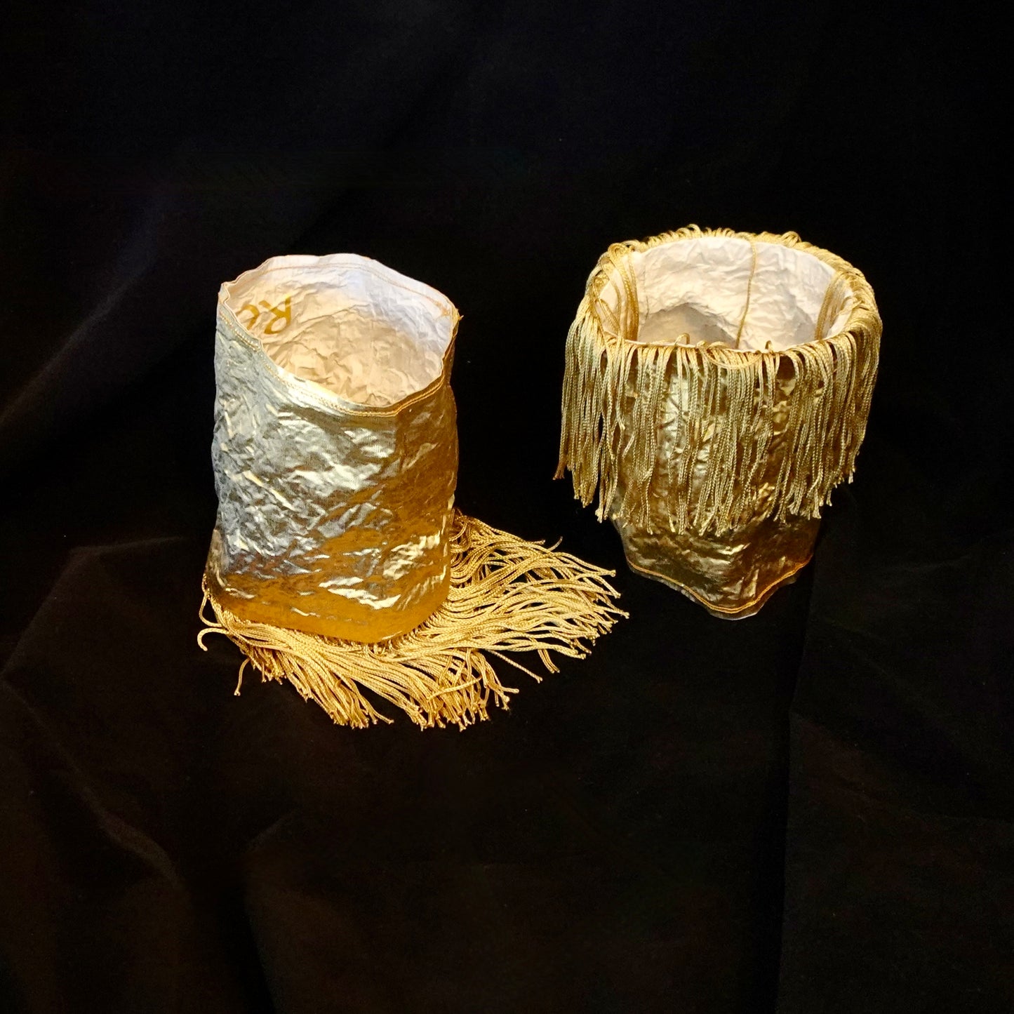Morphy Metallic Gold Silk & Fringe Wrist Cuff set of 2