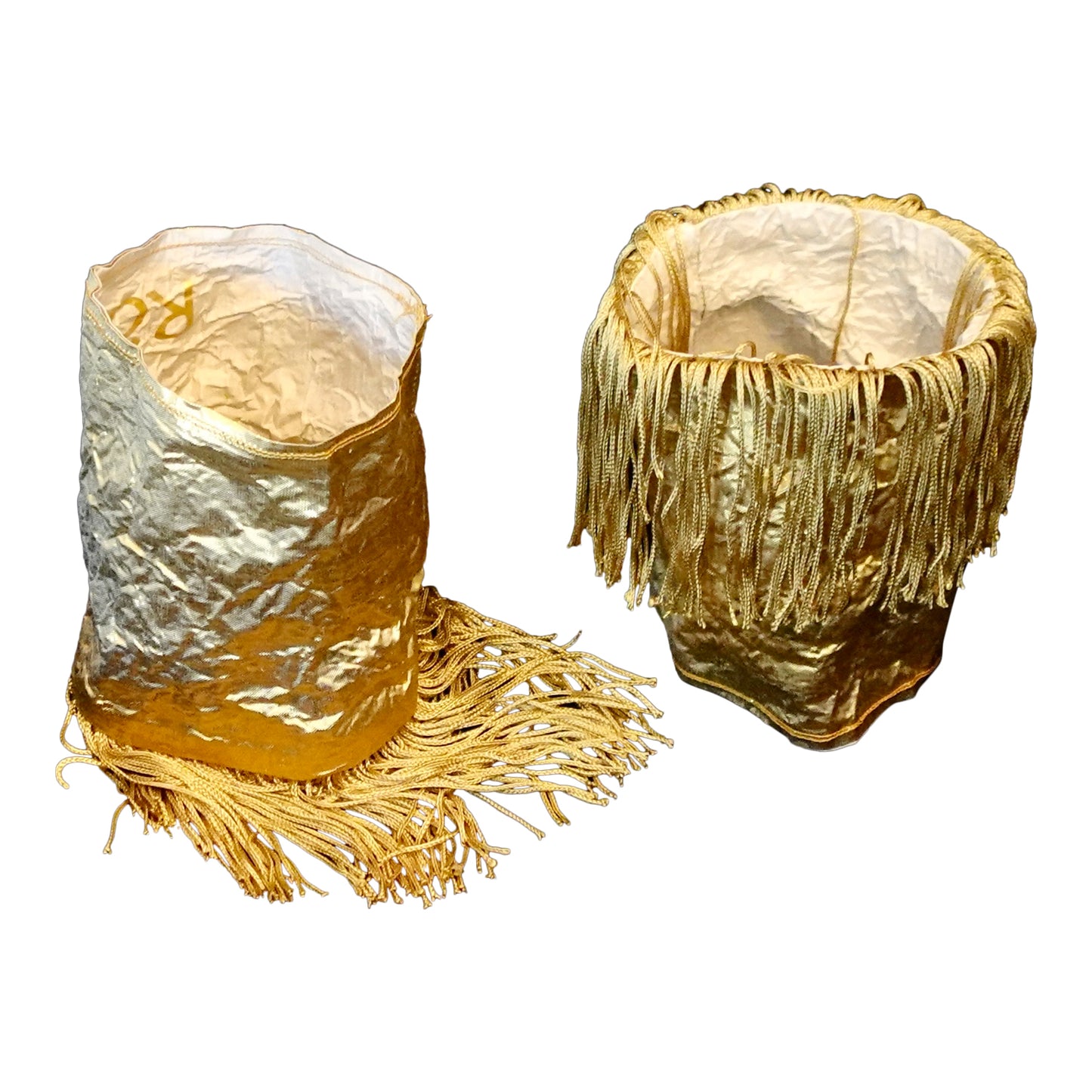 Morphy Metallic Gold Silk & Fringe Wrist Cuff set of 2