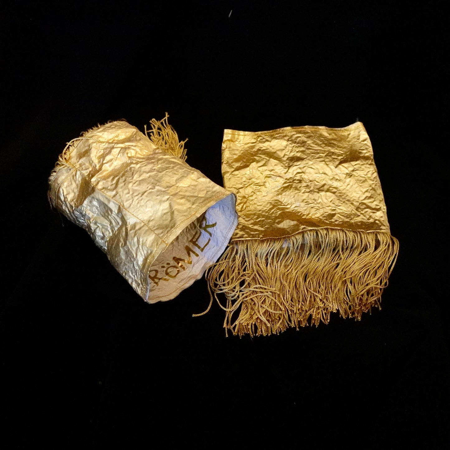 Morphy Metallic Gold Silk & Fringe Wrist Cuff set of 2