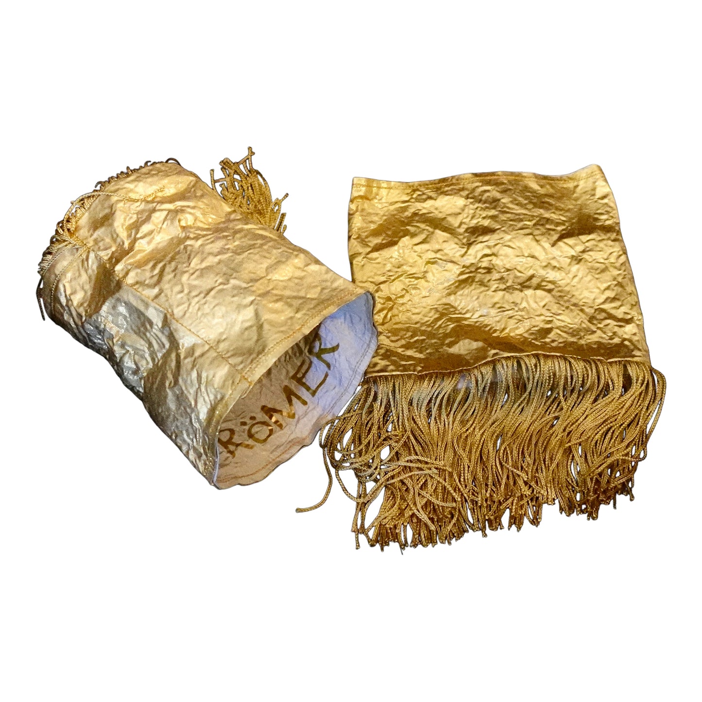 Morphy Metallic Gold Silk & Fringe Wrist Cuff set of 2
