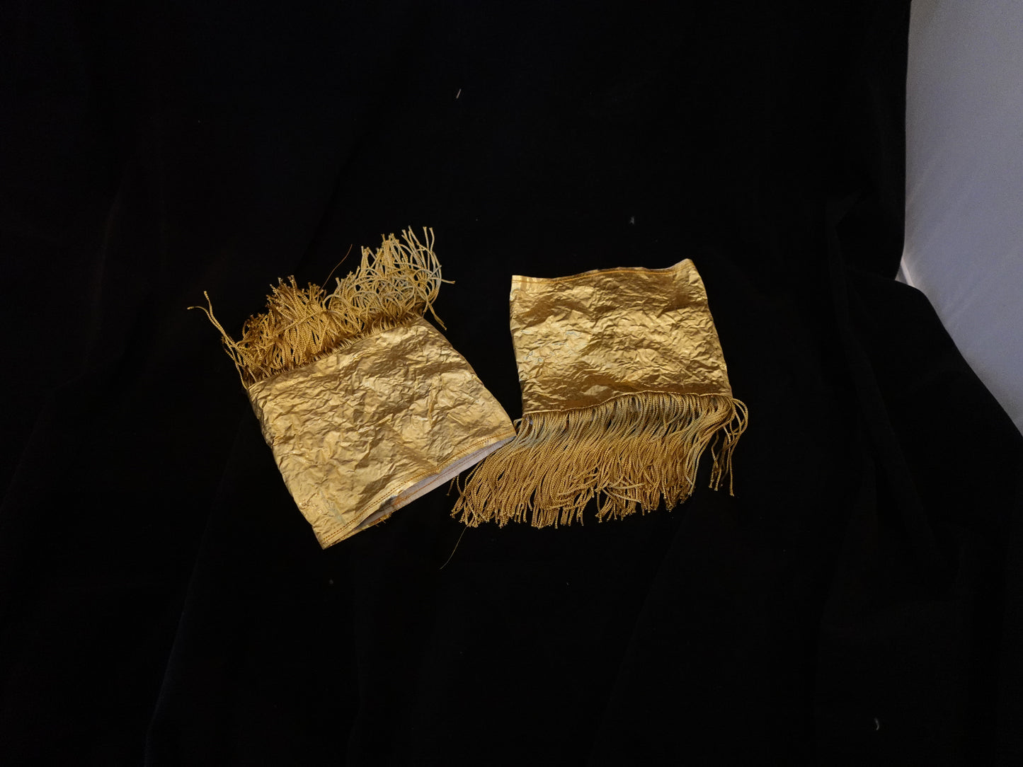 Morphy Metallic Gold Silk & Fringe Wrist Cuff set of 2