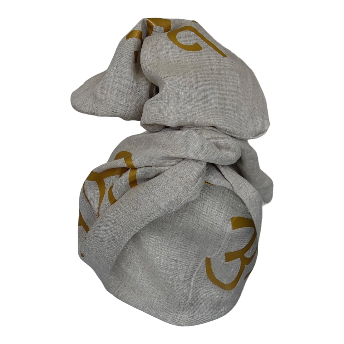 Linen Twisturban®  Turban in Oatmeal With Sanskrit "OM"