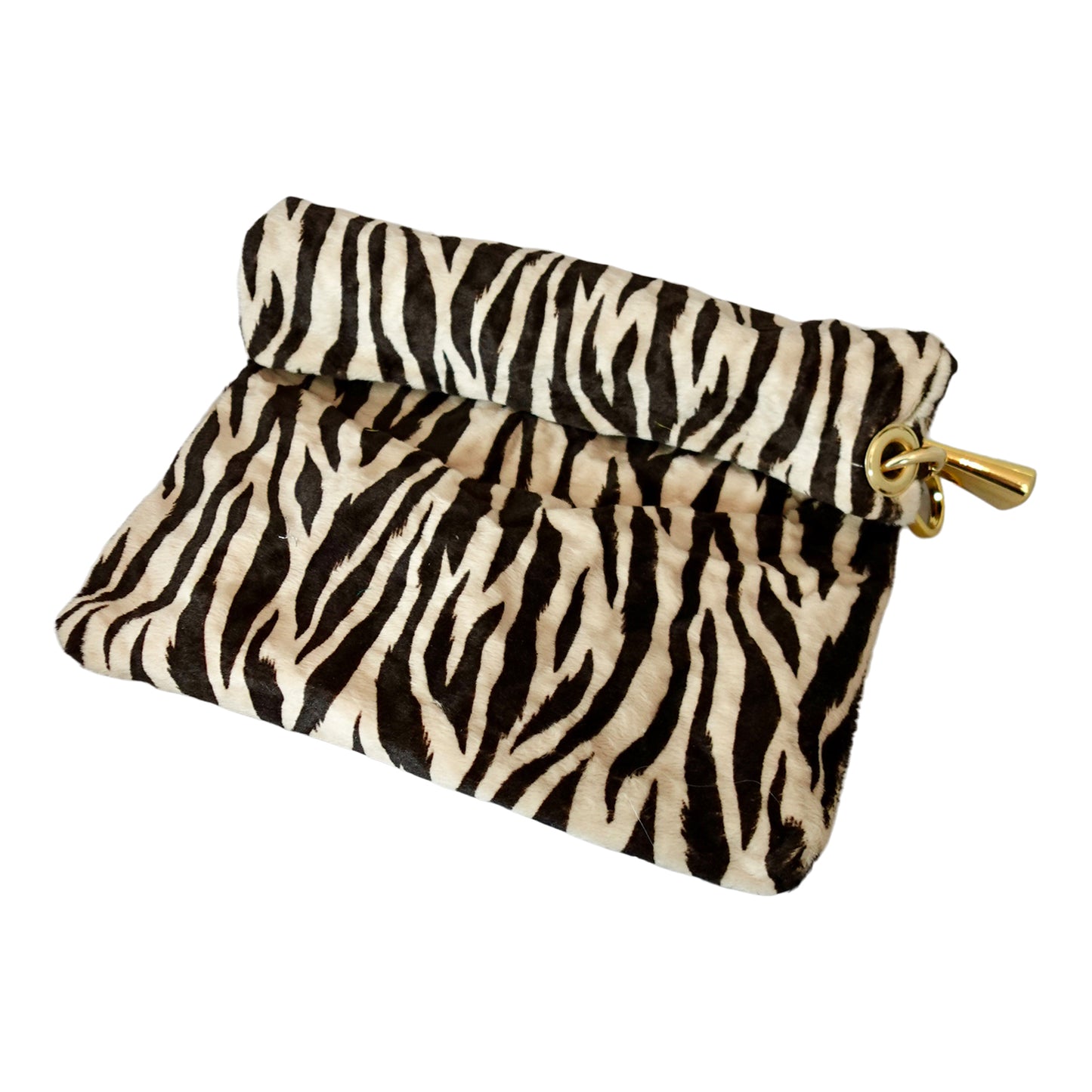 Morphy Zebra print Velvet Roll Top Clutch