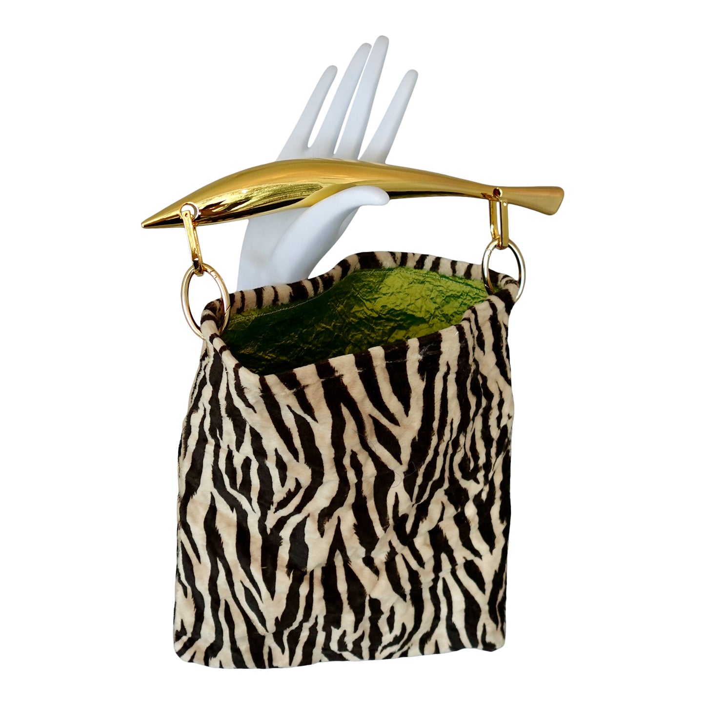 Morphy Zebra print Velvet Roll Top Clutch
