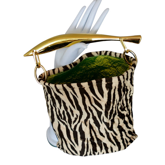 Morphy Zebra print Velvet Roll Top Clutch