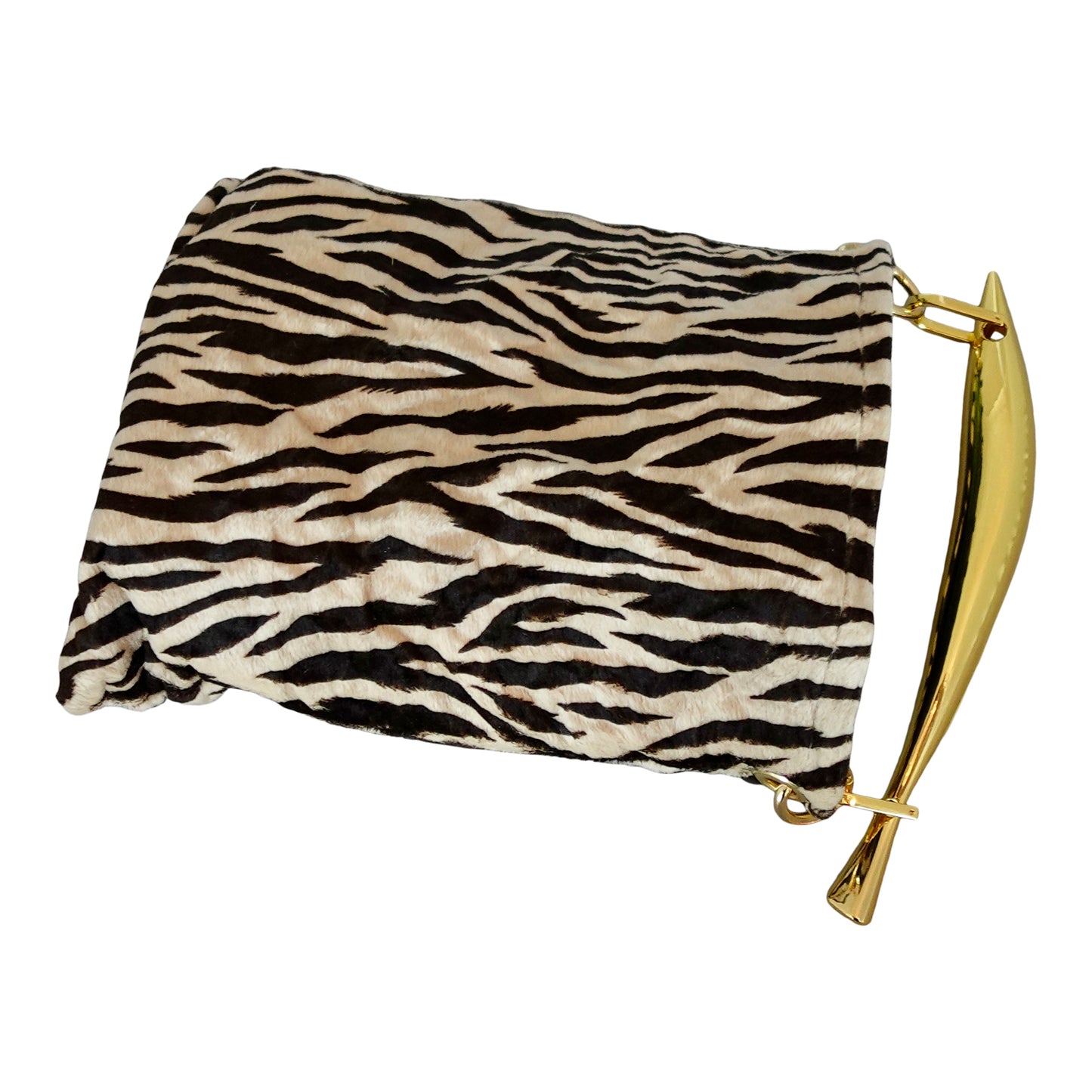 Morphy Zebra print Velvet Roll Top Clutch