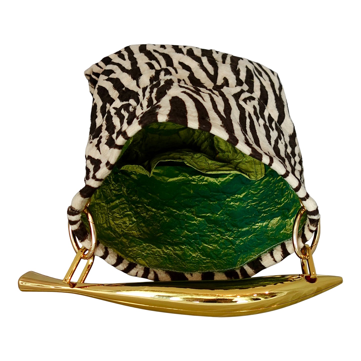 Morphy Zebra print Velvet Roll Top Clutch