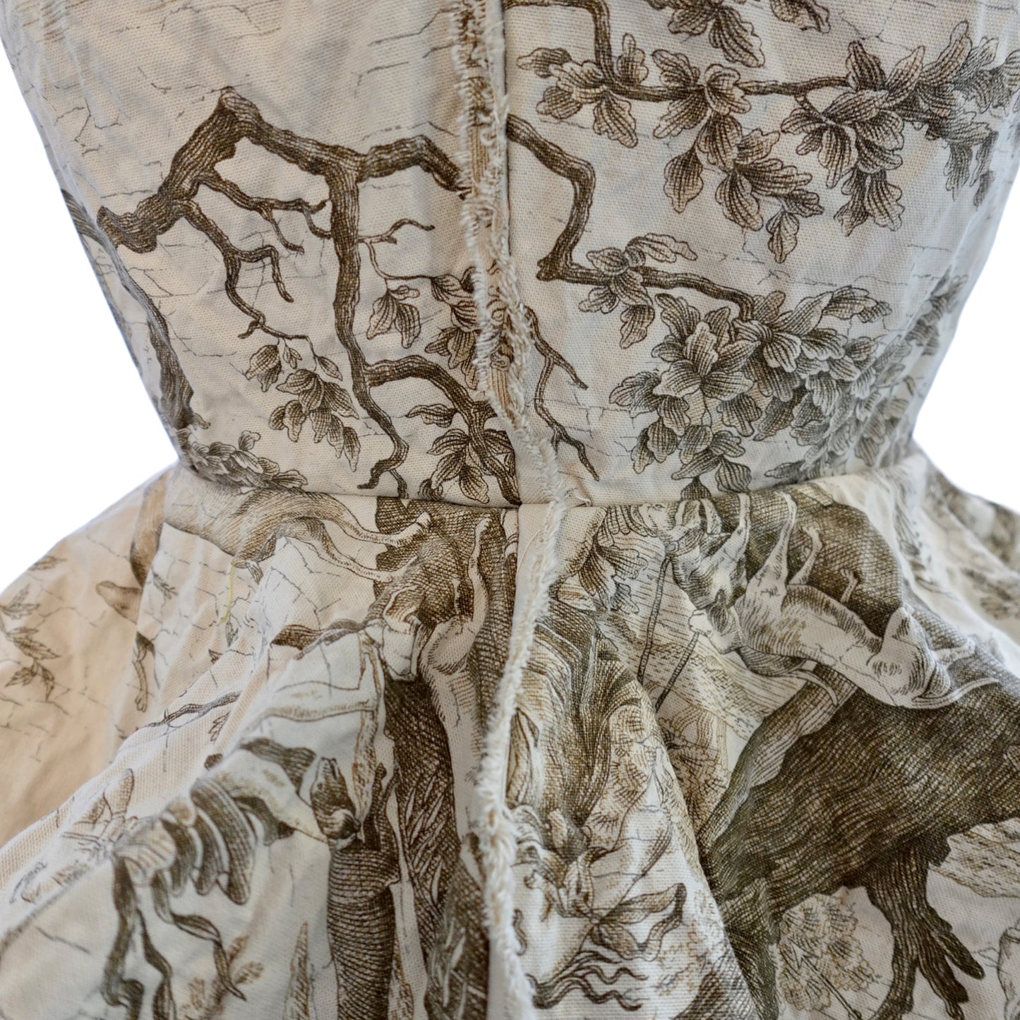 Morphy Peplum Bustier  in Vintage French Cotton Voile & Metallic Linen