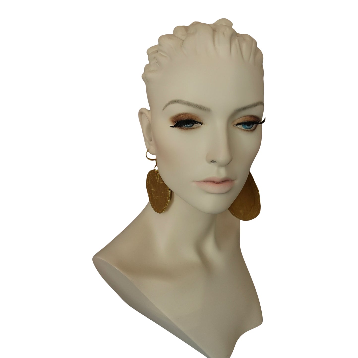 Metallic Silk Morphy gold "Coin" Disc Assymetric Earings
