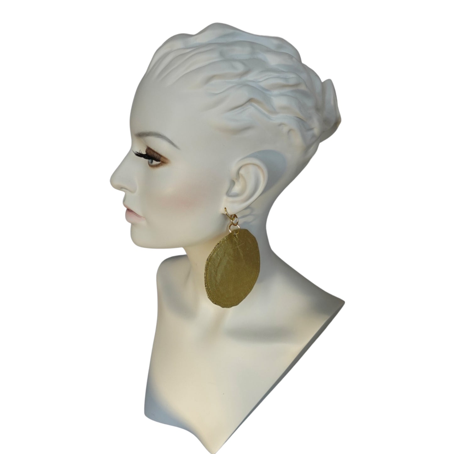 Metallic Silk Morphy gold "Coin" Disc Assymetric Earings