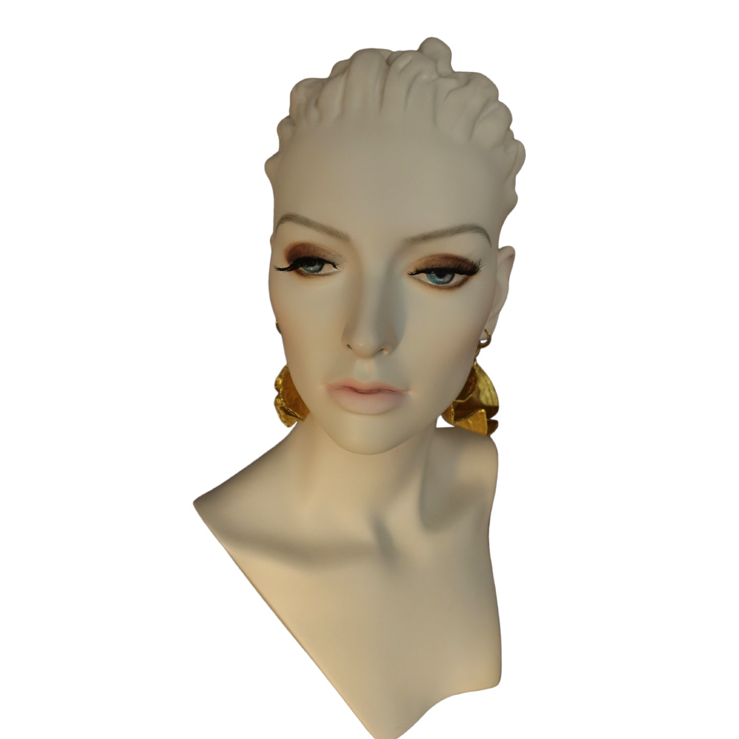 Metallic Silk Morphy gold "Coin" Disc Assymetric Earings