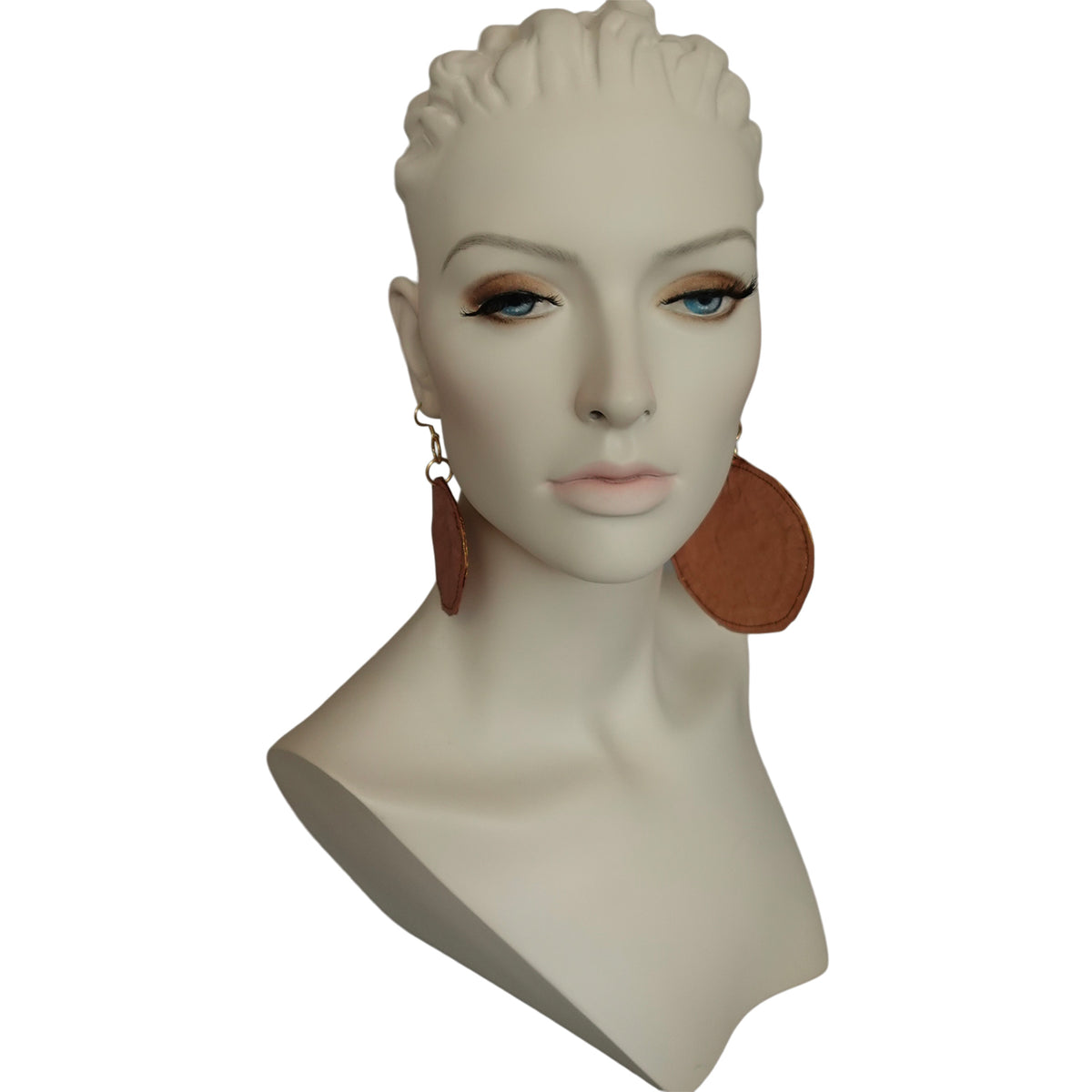 Metallic Silk Morphy Copper "Coin" Disc Assymetric Earings