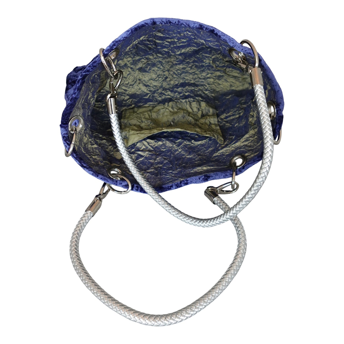 Morphy Cobalt Velvet Bag With Multi Convertible Handles & Silk Lining