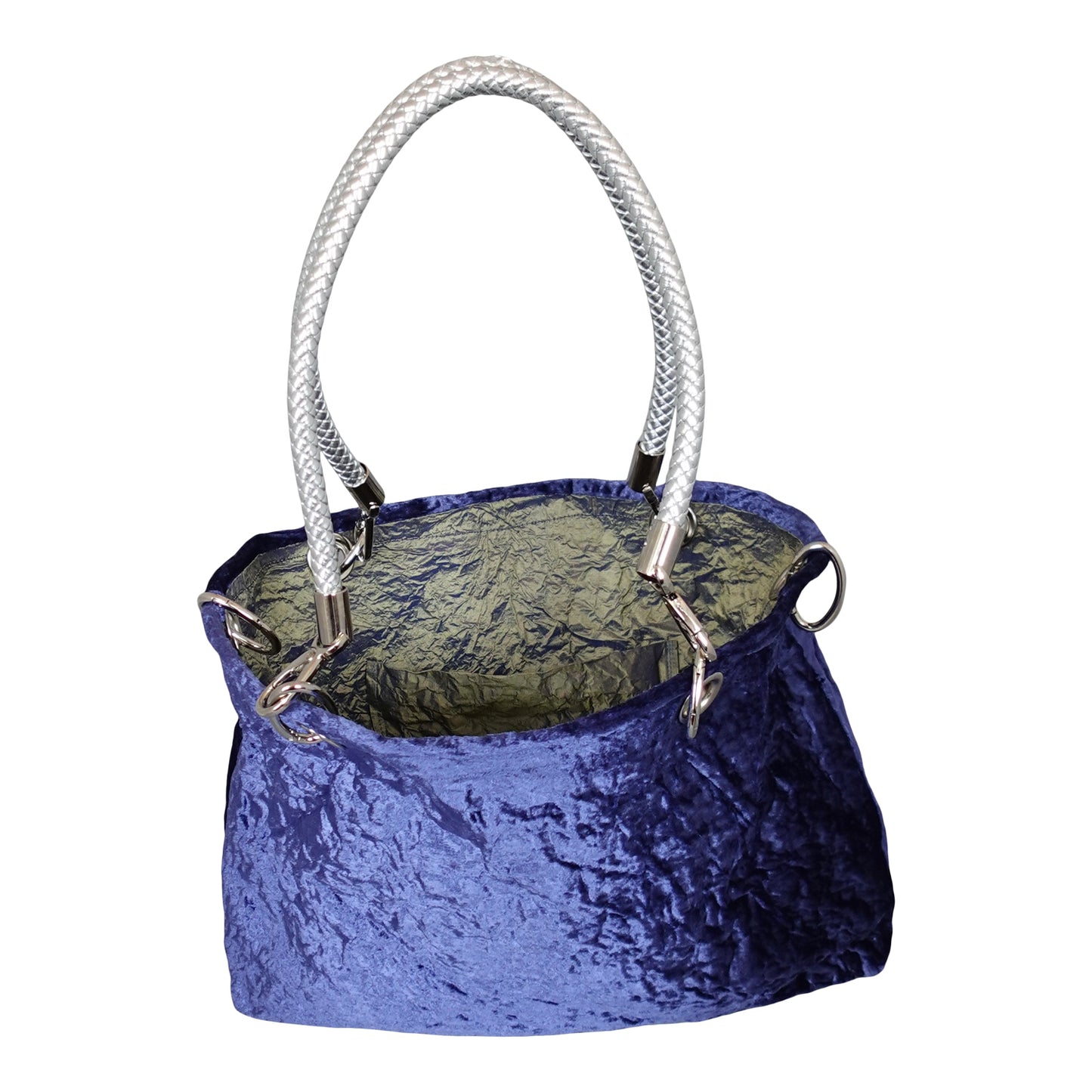 Morphy Cobalt Velvet Bag With Multi Convertible Handles & Silk Lining