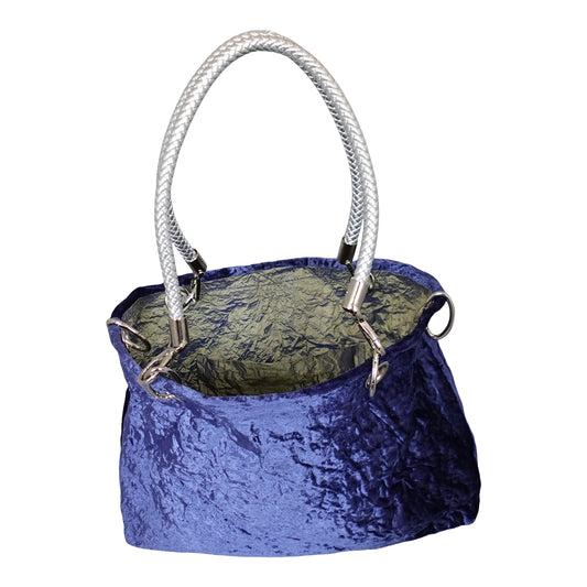 Morphy Cobalt Velvet Bag With Multi Convertible Handles & Silk Lining