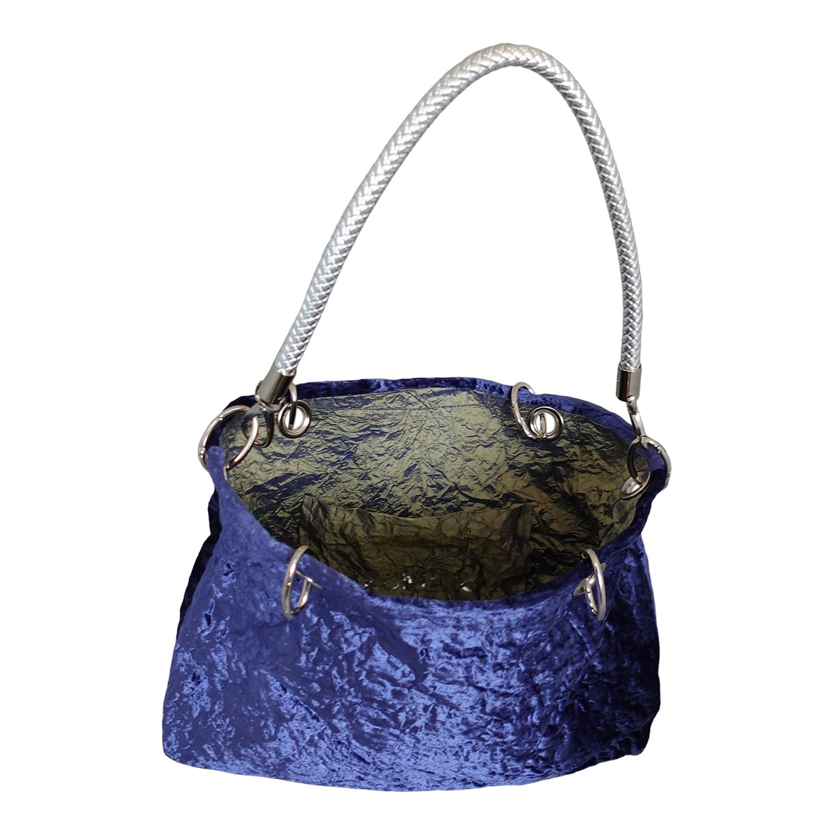 Morphy Cobalt Velvet Bag With Multi Convertible Handles & Silk Lining
