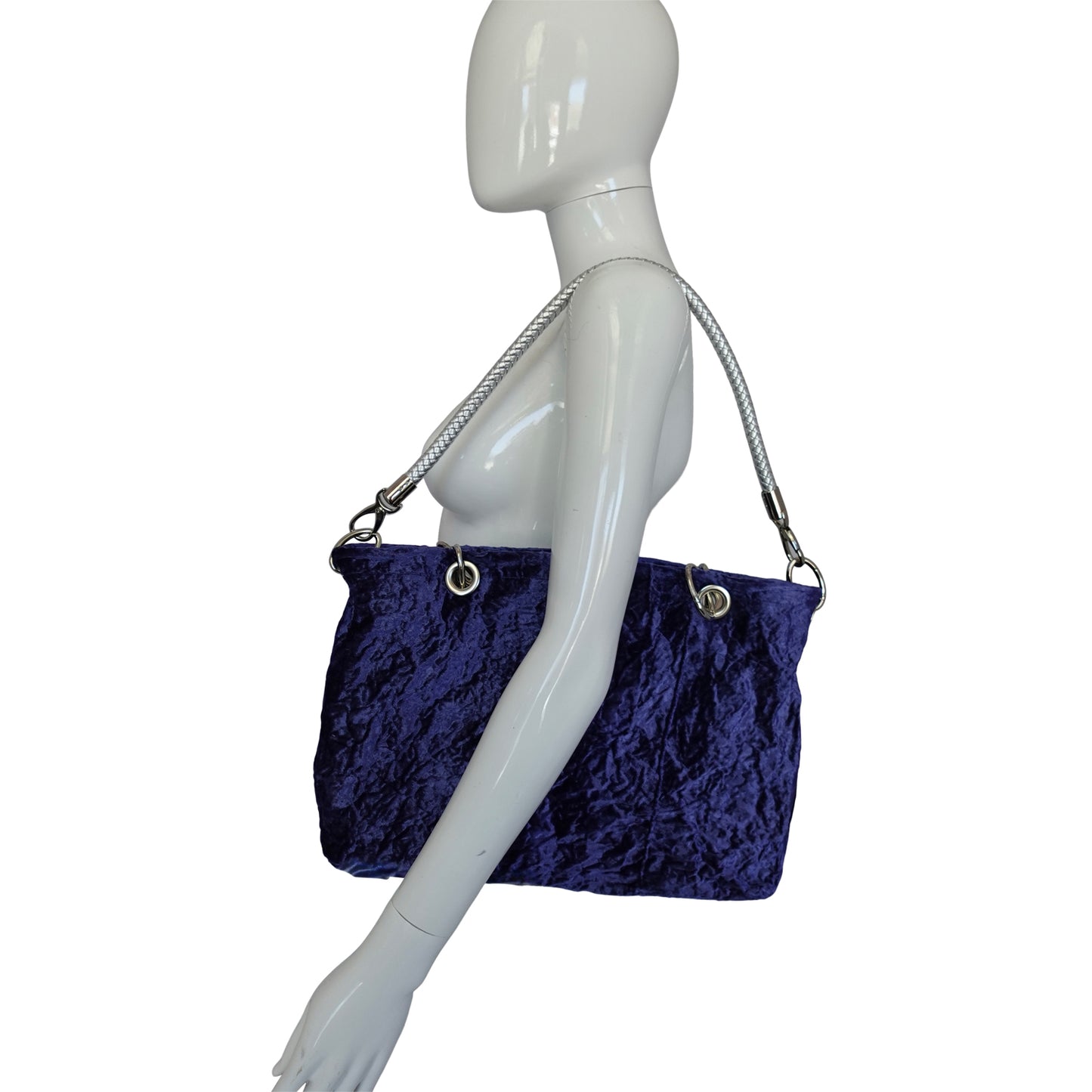 Morphy Cobalt Velvet Bag With Multi Convertible Handles & Silk Lining