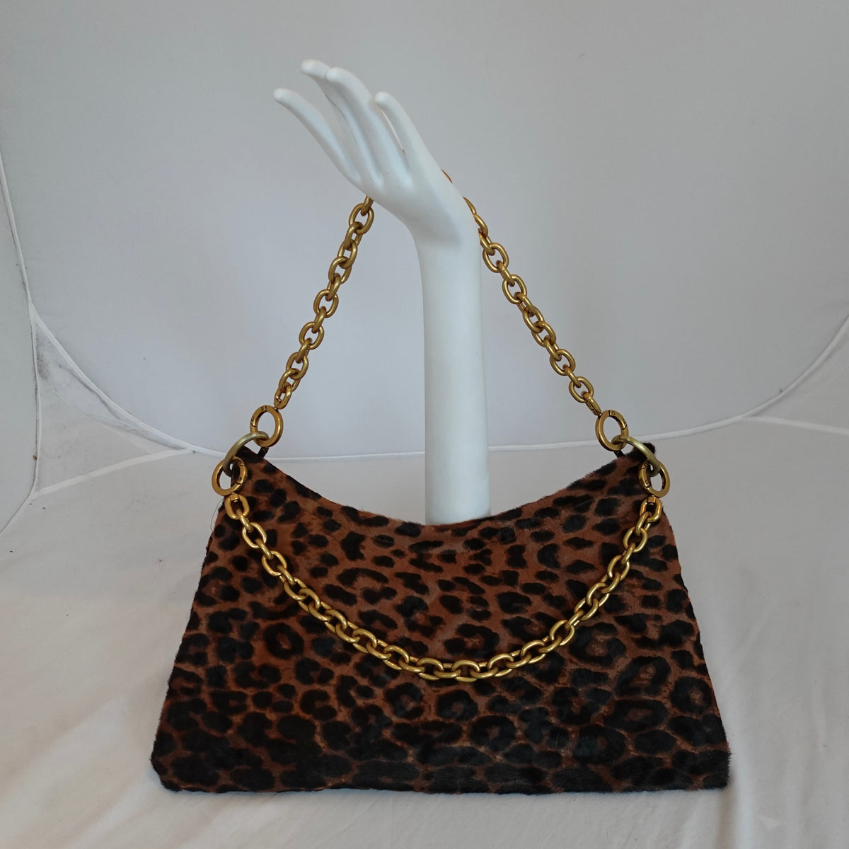 Morphy Leopard Print Hair Calf Bag With Multi Convertible Handles & Silk Lining