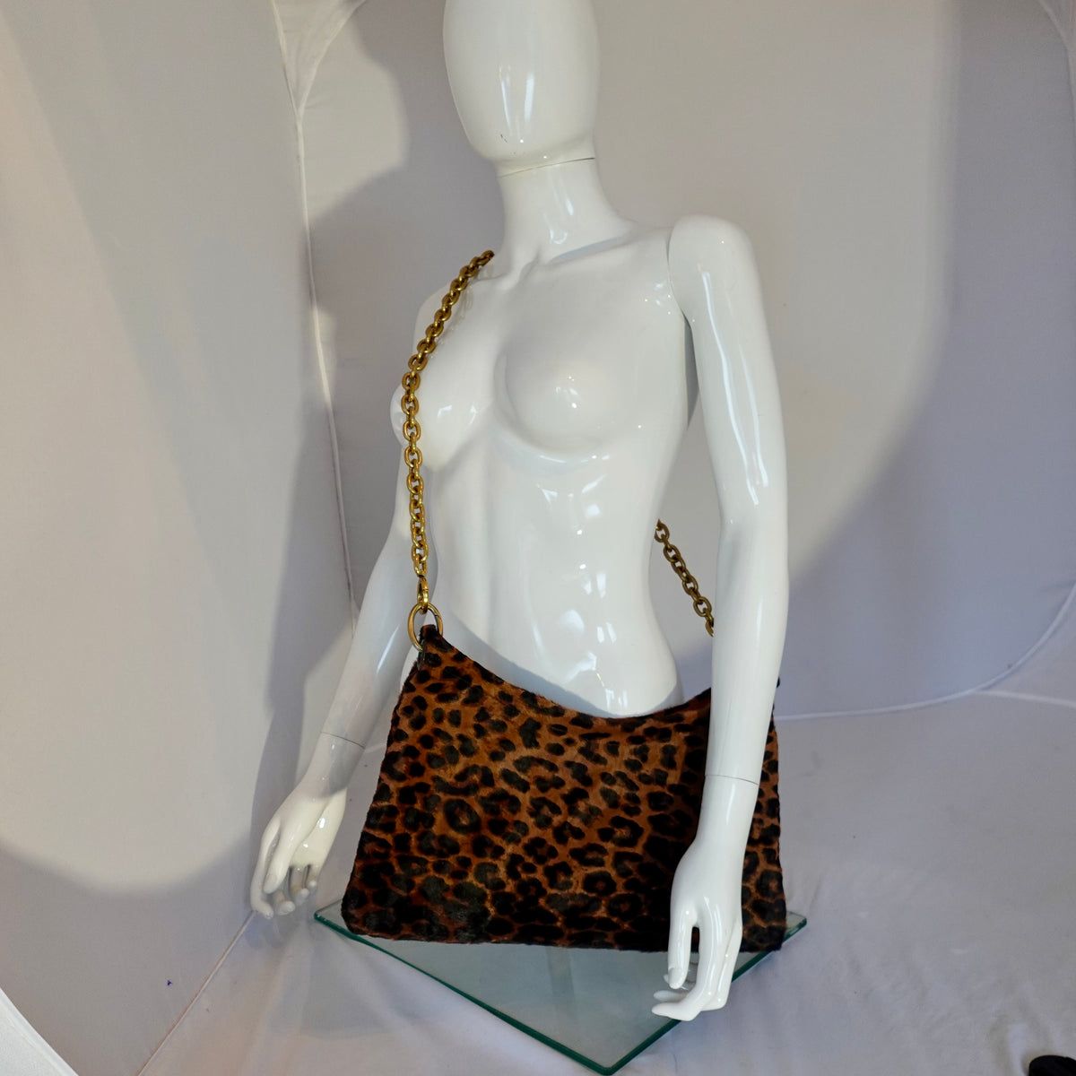 Morphy Leopard Print Hair Calf Bag With Multi Convertible Handles & Silk Lining