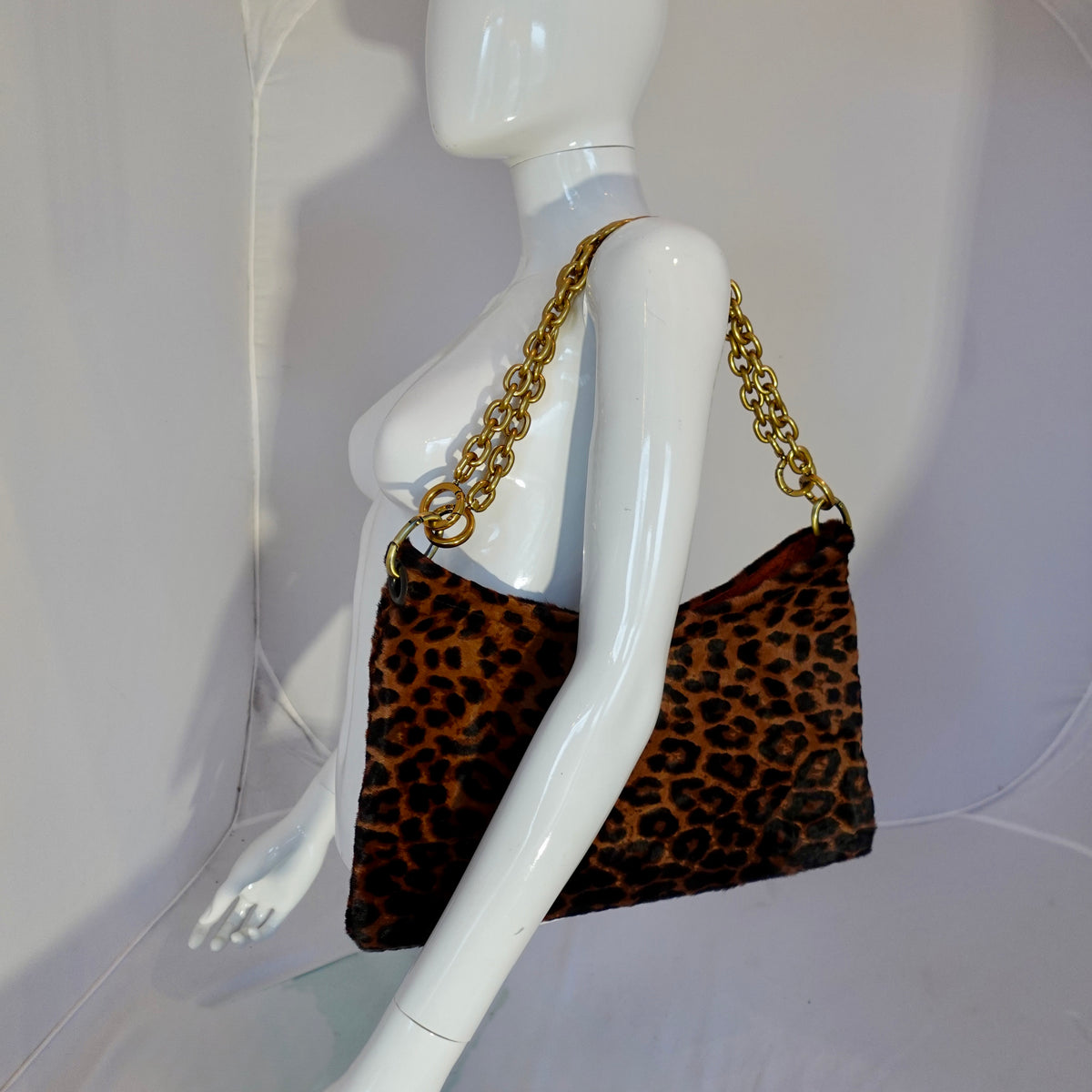 Morphy Leopard Print Hair Calf Bag With Multi Convertible Handles & Silk Lining